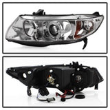 Spyder Honda Civic 06-08 2Dr Projector Headlights LED Halo Chrome High H1 Low H1 PRO-YD-HC06-2D-HL-C - 5010797