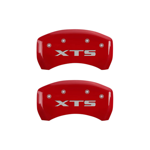 MGP 4 Caliper Covers Engraved Front Cadillac Engraved Rear XTS Red finish silver ch - 35008SXTSRD