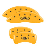 MGP 4 Caliper Covers Engraved Front & Rear Oval logo/Ford Yellow finish black ch - 10222SFRDYL