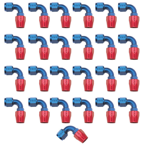 Russell Performance -8 AN Red/Blue 90 Degree Full Flow Hose End (25 pcs.) - 610178