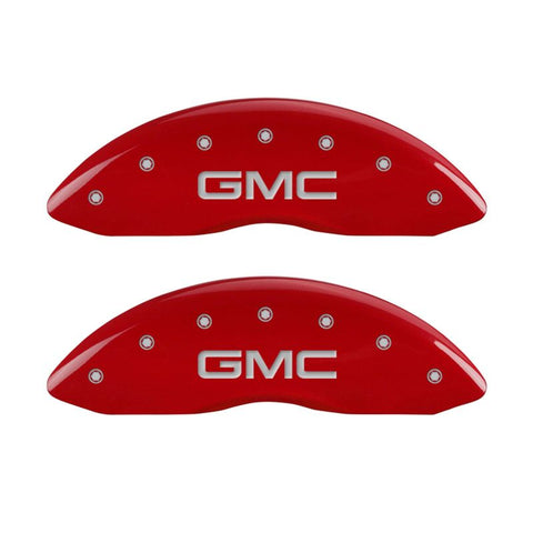 MGP 4 Caliper Covers Engraved Front & Rear GMC Red finish silver ch - 34015SGMCRD
