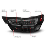 ANZO 11-13 Jeep Grand Cherokee LED Taillights w/ Lightbar Black Housing/Smoke Lens 4pcs - 311440