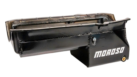 Moroso Pre-80 Chevrolet SBC/Dart Little M Power Pouch Wet Sump 7qt 8.25in Steel Oil Pan - Black - 21015