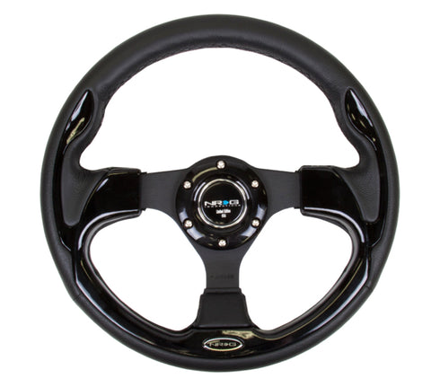 NRG Reinforced Steering Wheel (320mm) Blk w/Gloss Black Trim - RST-001BK