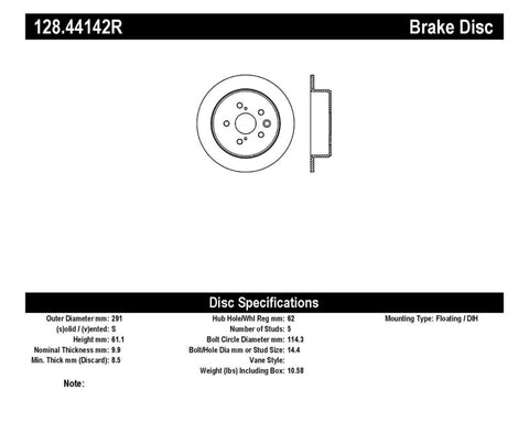 StopTech Drilled Sport Brake Rotor - 128.44142R