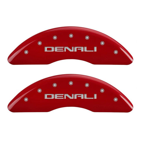 MGP 4 Caliper Covers Engraved Front & Rear Denali Red finish silver ch - 34001SDNLRD