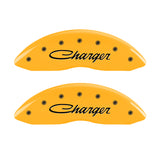 MGP 4 Caliper Covers Engraved F & R Cursive/Charger Yellow Finish Black Char 2006 Dodge Charger - 12005SCHSYL