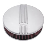 Edelbrock Air Cleaner Classic Series Round Aluminum Top Cloth Element 14In Dia X 3 9In Satin - 41179