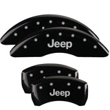 MGP 4 Caliper Covers Engraved Front & Rear JEEP Black finish silver ch - 42012SJEPBK