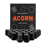 Mishimoto Steel Acorn Lug Nuts M12 x 1.5 - 24pc Set - Black - MMLG-AC1215-24BK