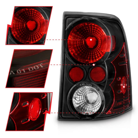ANZO 2002-2005 Ford Explorer Taillights Black - 211081