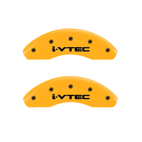 MGP 4 Caliper Covers Engraved Front & Rear i-Vtec Yellow finish black ch - 20205SIVTYL