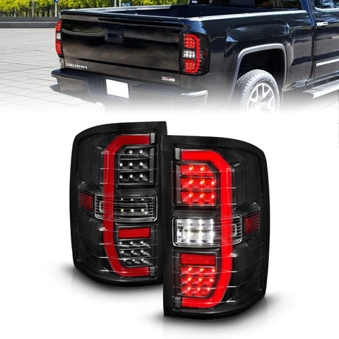 ANZO 14-18 GMC Sierra 1500 Full LED Taillights Black Housing Clear Lens (w/C Light Bars) - 311464