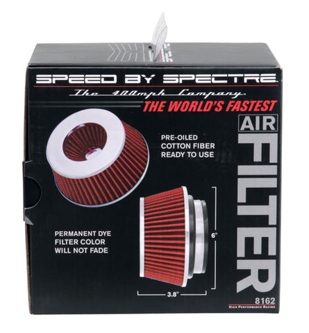 Spectre Adjustable Conical Air Filter 2-1/2in. Tall (Fits 3in. / 3-1/2in. / 4in. Tubes) - Red - 8162