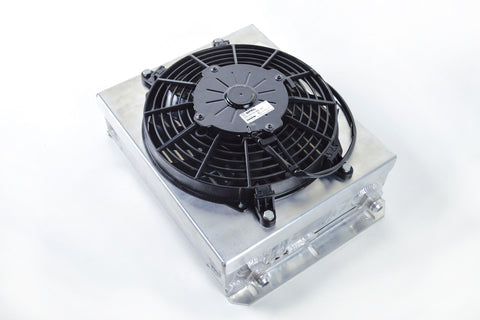 CSF Dual Fluid Bar & Plate HD Oil Cooler w/9in SPAL Fan (1/3 & 2/3 Partition) - 13.8in L x 10in H - 8026