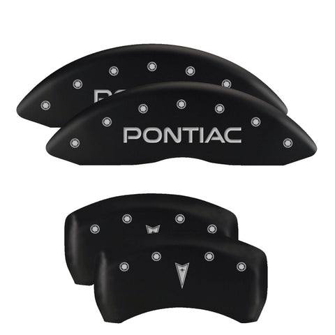 MGP 4 Caliper Covers Engraved Front Pontiac Engraved Rear G8 Black finish silver ch - 18011SPG8BK