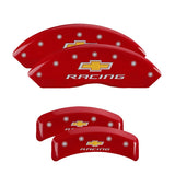 MGP 4 Caliper Covers Engraved F & R Chevy Racing Red Finish Silver Char 1988 Chevrolet Corvette - 13013SBRCRD