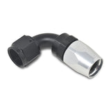 Russell Performance -8 AN Black/Silver 90 Degree Full Flow Hose End - 610173