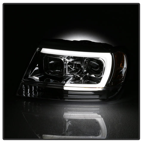 Spyder 99-04 Jeep Grand Cherokee Projector Headlights - Light Bar DRL LED - Chrome - 5085214