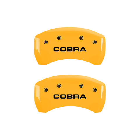 MGP 4 Caliper Covers Engraved Front & Rear Cobra Yellow Finish Black Char 2006 Ford Mustang - 10197SCOBYL