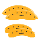 MGP 4 Caliper Covers Engraved Front & Rear Style 1/Chrysler Wing Yellow finish black ch - 32023SCW1YL