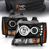 ANZO 2007-2013 Chevrolet Avalanche Projector Headlights w/ Halo Black (CCFL) - 111109