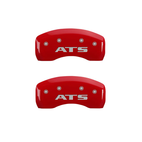 MGP 4 Caliper Covers Engraved Front Cadillac Engraved Rear ATS Red finish silver ch - 35007SATSRD