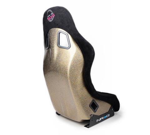 NRG FRP Bucket Seat ULTRA Edition - Medium (Black Alcantara/Gold Glitter Back) - FRP-303BK-ULTRA