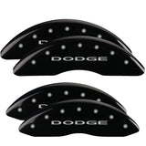 MGP 4 Caliper Covers Engraved Front & Rear With out stripes/Dodge Black finish silver ch - 12088SDD4BK