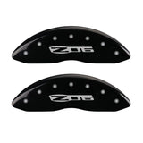 MGP 4 Caliper Covers Engraved Front C6/Corvette Engraved Rear C6/Z06 Black finish silver ch - 13083SCZ6BK