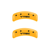 MGP 4 Caliper Covers Engraved Front & Rear Vtech Yellow Finish Black Char 2001 Acura TL - 39002SVTCYL