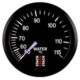 Autometer Stack Instruments 52mm 50-115 Celsius 3/8 BSPT (M) Mechanical Water Temp Gauge - Black - ST3107