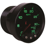 Autometer Spek-Pro Gauge Boost 2 1/16in 35psi Stepper Motor W/Peak & Warn Blacksmoke//Black - P30352