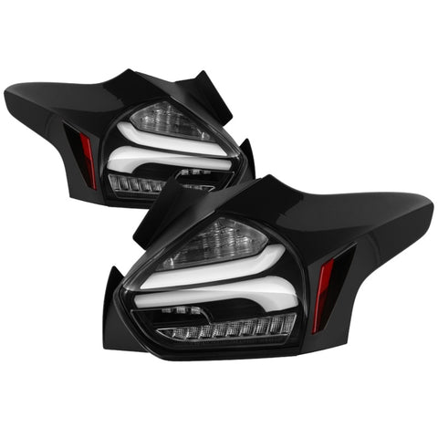 Spyder 15-17 Ford Focus Hatchback LED Tail Lights w/Indicator/Reverse - Black (ALT-YD-FF155D-LED-BK) - 5085719