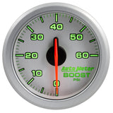 Autometer Airdrive 2-1/6in Boost Gauge 0-60 PSI - Silver - 9160-UL