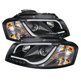 Spyder Audi A3 06-08 Projector Headlights Halogen Model- Light Tube DRL Blk PRO-YD-AA306-LTDRL-BK - 5071934