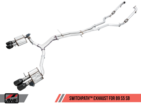 AWE Tuning Audi B9 S5 Sportback SwitchPath Exhaust - Non-Resonated (Black 102mm Tips) - 3025-43046