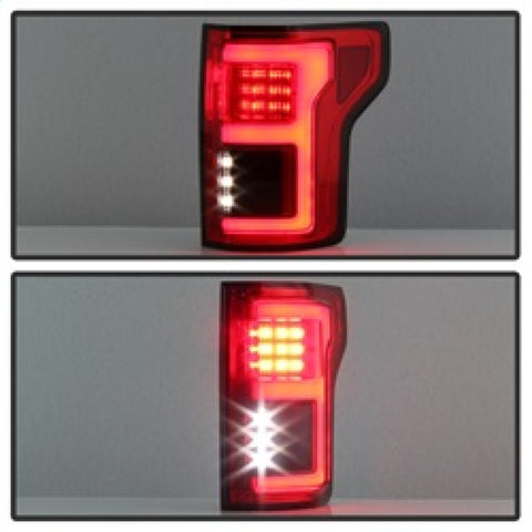 Spyder 15-18 Ford F-150 LED Tail Lights (w/Blind Spot) - Red Clear (ALT-YD-FF15015BS-LBLED-RC) - 5085320