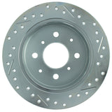 StopTech Select Sport 92-00 Honda Civic Drilled and Slotted 1-Piece Rear Passenger Side Brake Rotor - 227.40017R