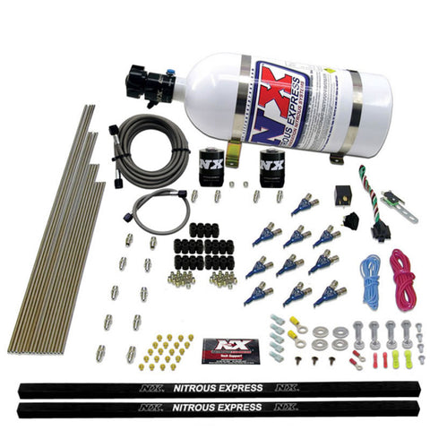 Nitrous Express 10 Cyl Piranha Nozzle Direct Port Nitrous Kit (250-500HP) w/10lb Bottle - 81000EFI-10