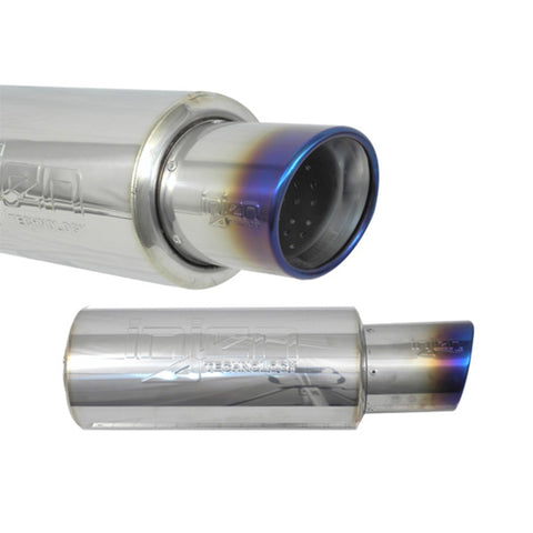 Injen 2 3/8 Universal Muffler w/Titanium burnt rolled Tip and stainless steel resonated inner wall - SES225TT