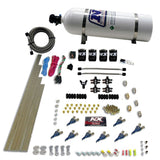 Nitrous Express 8 Cyl Piranha Direct Port 4 Solenoids Nitrous Kit (200-500HP EFI Jets) w/15lb Bottle - 80001EFI-15