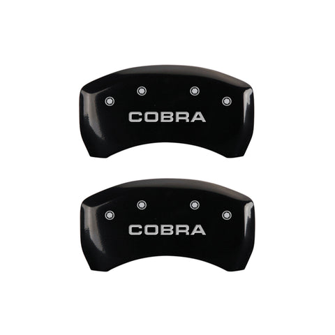 MGP 4 Caliper Covers Engraved Front & Rear Cobra Black finish silver ch - 10197SCOBBK