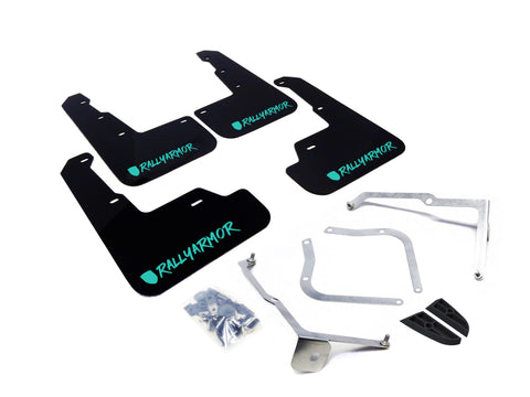 Rally Armor 15-21 Subaru WRX/STI (Sedan ONLY) Black UR Mud Flap w/ Teal Altered Font Logo - MF32-UR-BLK/TL-X