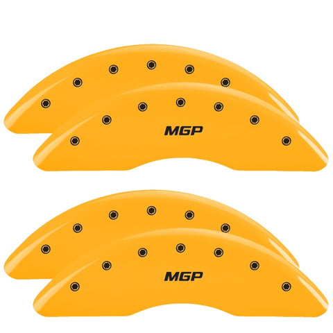 MGP 4 Caliper Covers Engraved Front & Rear Style 2/Chrysler Wing Yellow finish black ch - 32018SCW2YL