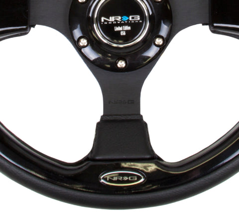 NRG Reinforced Steering Wheel (320mm) Blk w/Gloss Black Trim - RST-001BK