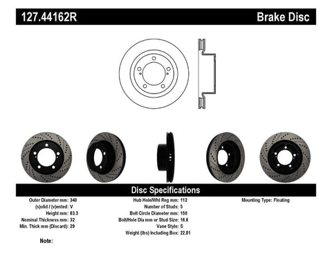 StopTech Slotted & Drilled Sport Brake Rotor - 127.44162R