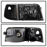 Xtune Ford Ranger 93-97 Crystal Headlights w/ Corner Lights 4pcs Sets Black HD-JH-FR93-SET-BK - 9029363