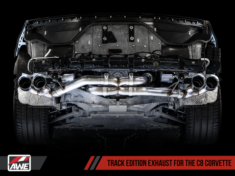 AWE Tuning 2020 Chevrolet Corvette (C8) Track Edition Exhaust - Quad Diamond Black Tips - 3020-43086