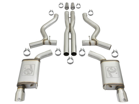 aFe MACHForce XP 3in 304 SS Cat-Back Exhausts w/ Polished Tips 15-17 Ford Mustang GT V8-5.0L/V6-3.7L - 49-33072-1P